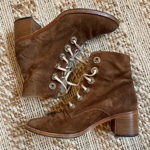Freda Salvador Ace Lace Up Brown Suede Heeled Boots